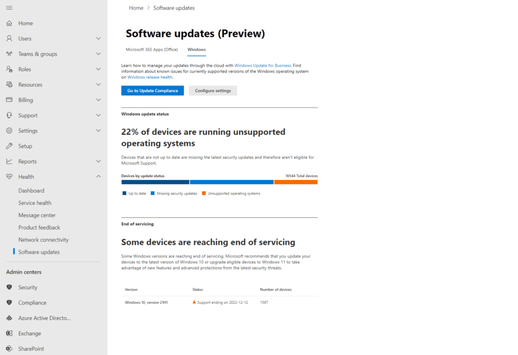 Microsoft 365 Admin Center Adds Software Updates Page in Preview