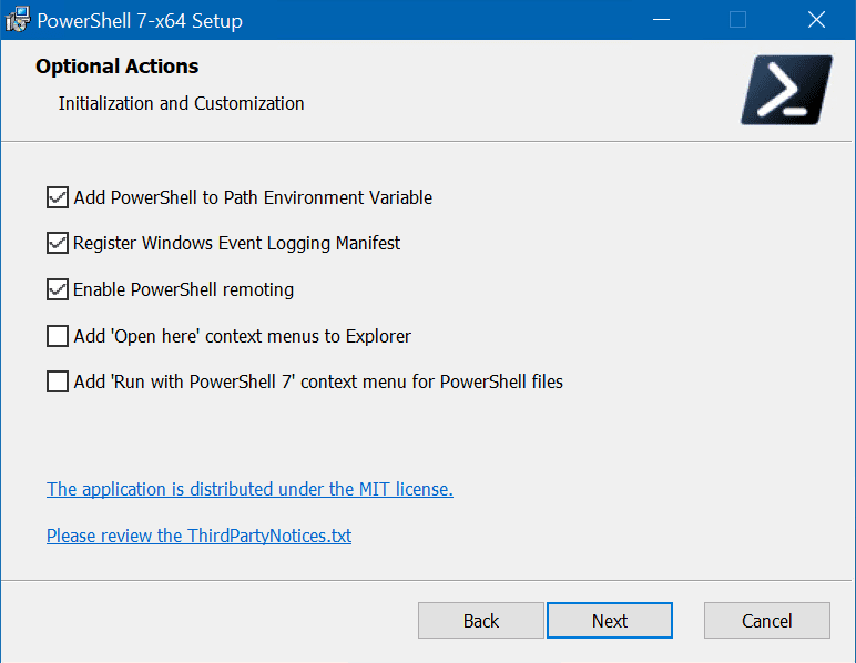 Selecting the 'Enable PowerShell remoting' feature