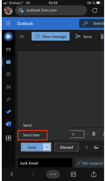 The Send Later option is still there