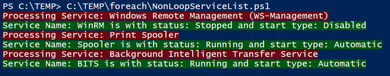 The result of our script without using a PowerShell Foreach loop