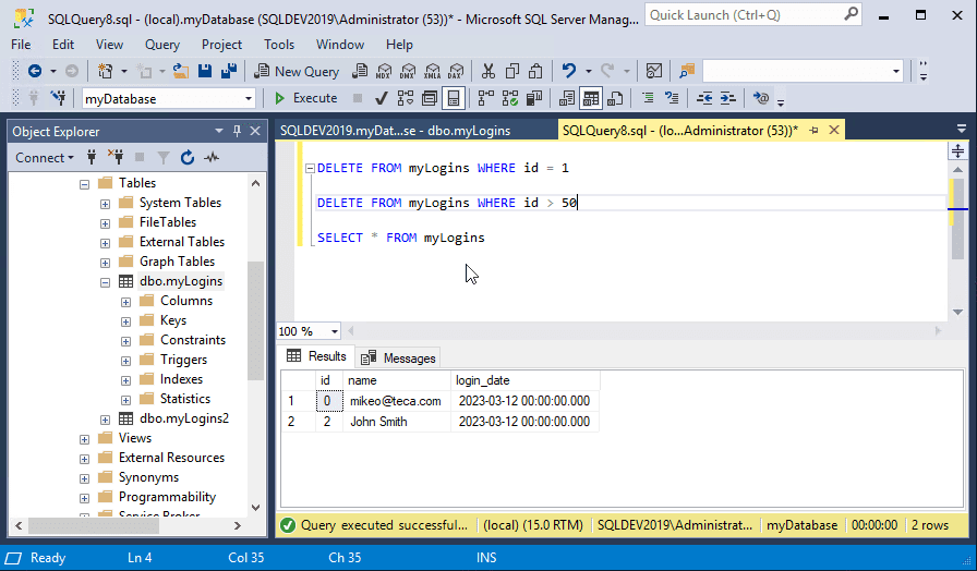 Modifying Table Data With SQL Insert, SQL Update, SQL Delete and Truncate