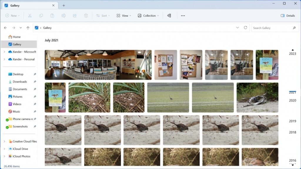 File Explorer Gallery view